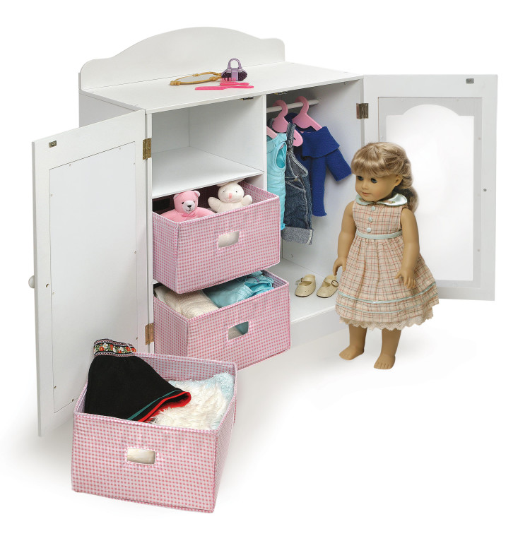 Large Wooden Doll Armoire, Baby Doll Clothes Dresser