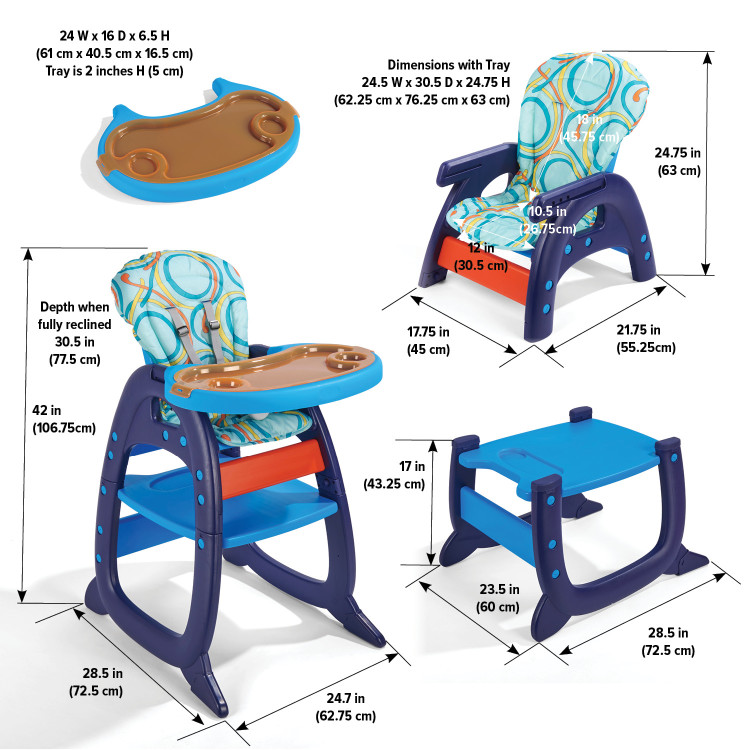 Envee II Baby High Chair with Playtable Conversion - Blue/Orange - Badger  Basket