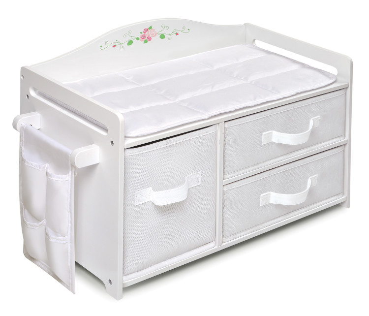 fits ... White Rose Doll Care Station with Three Baskets and Pocket Organizer 