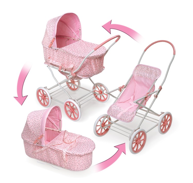 Badger Basket 00561 3 in 1 Doll Pram Carrier and Stroller Pink Rosebud for sale online 
