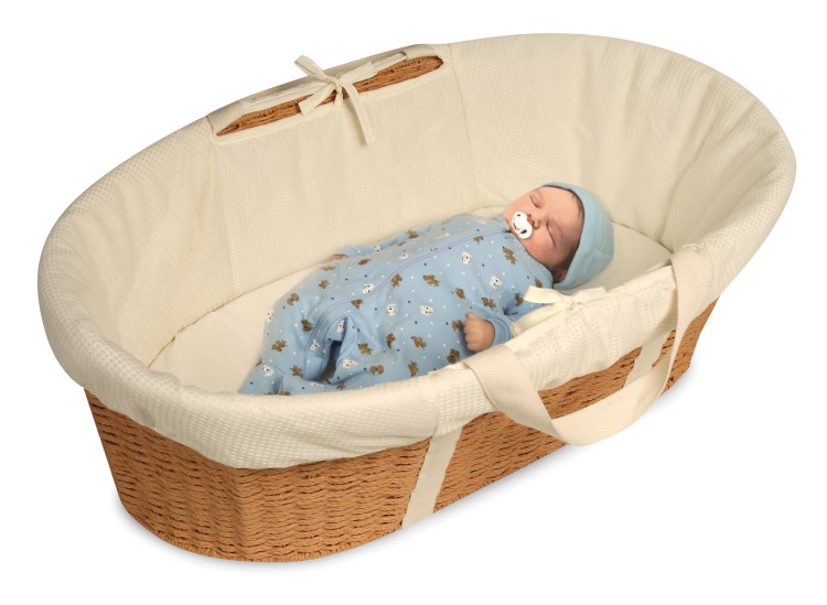 Sheet and Pad Natural/Beige/Ecru Baby Moses Basket with Liner 