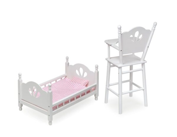 The New York Doll Collection Pink Doll Travel Cot Bed With White