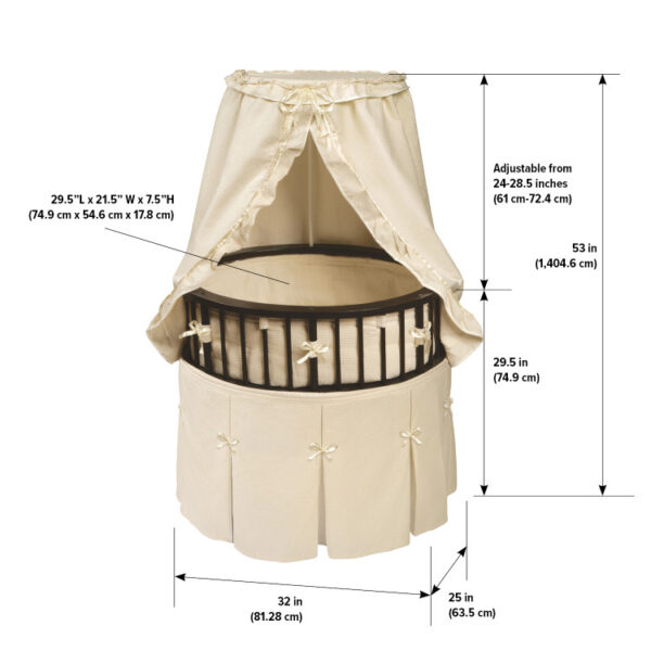 Badger Basket 'Wishes' Oval Bassinet With Full-Length Skirt - On
