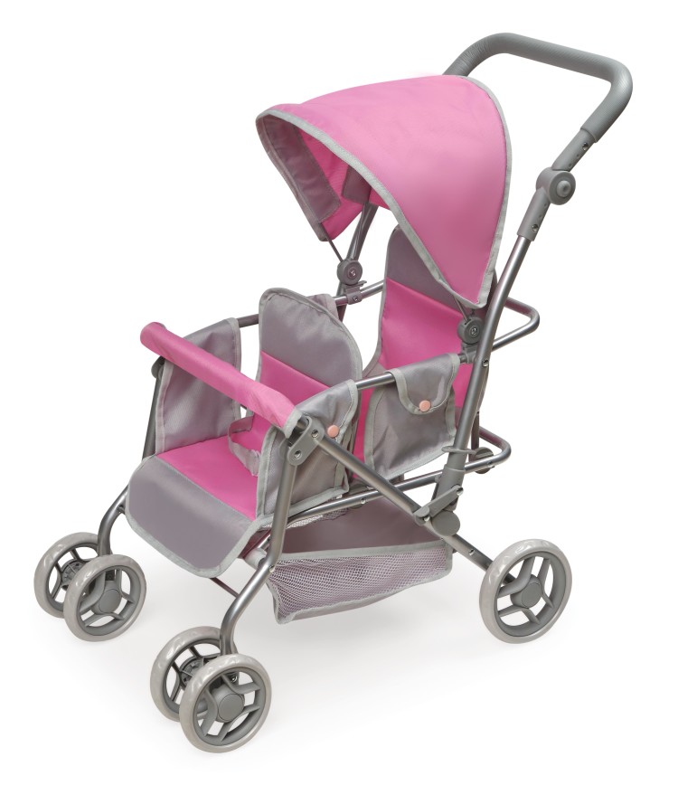 Cruise Folding Inline Double Doll Stroller Gray/Pink Badger Basket