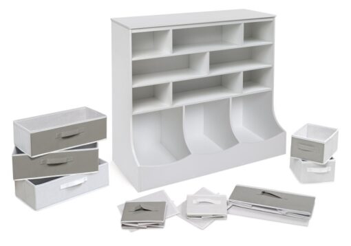 Storage Station with Eight Baskets and Three Bins - White - Badger