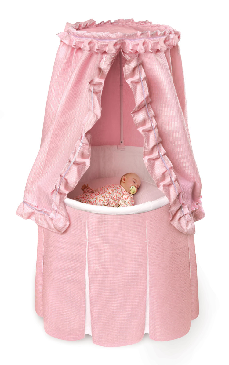 Pink Baby Bassinet with Storage Shelf Badger Basket