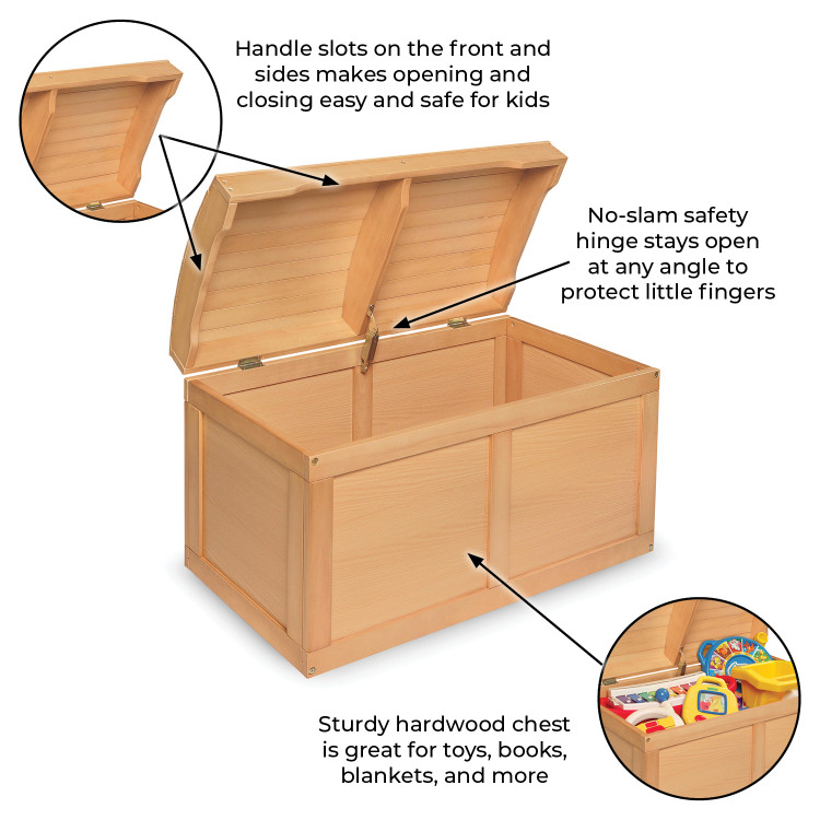 Toddler Toy Box Natural Wood Toy Chest Badger Basket