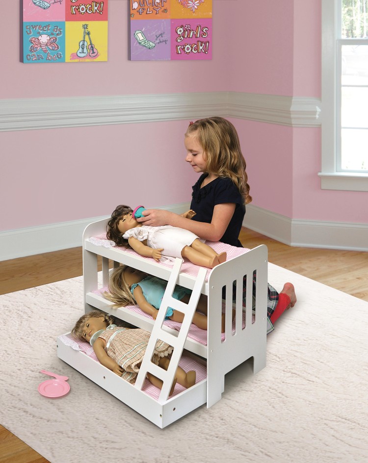 Trundle Doll Bunk Bed with Ladder and Free Personalization Kit