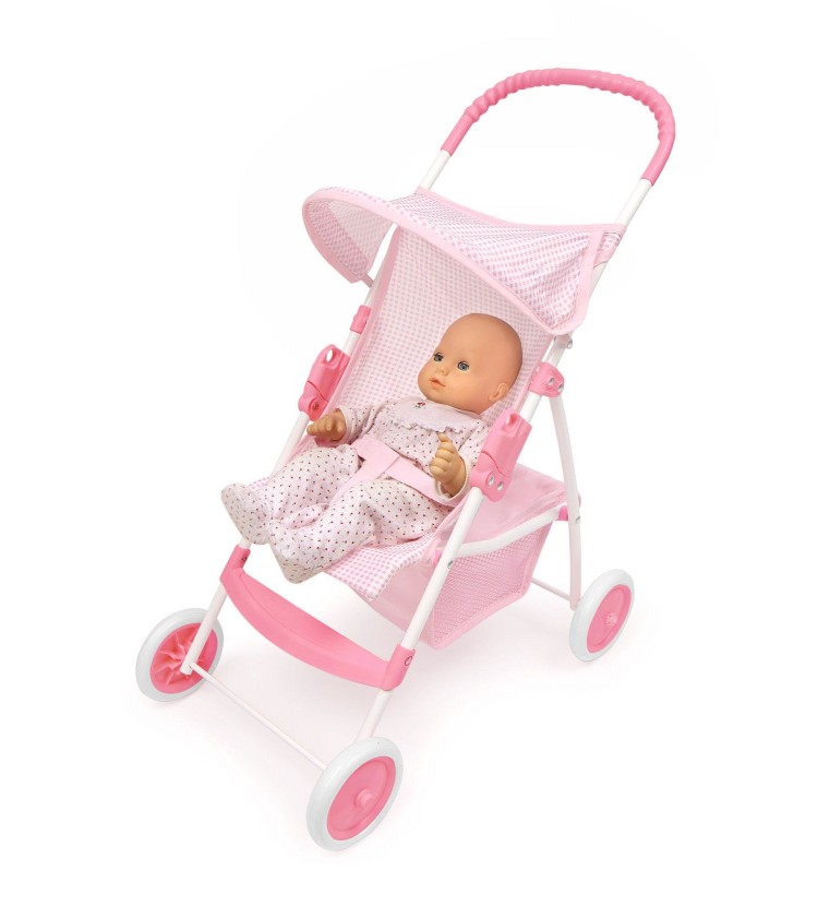 Folding Doll Umbrella Stroller Pink/Gingham Badger Basket