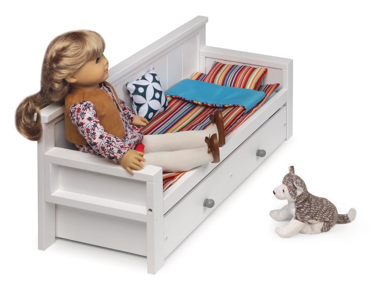 Sofa/Daybed with Trundle for 18 inch Dolls White/Multi Badger