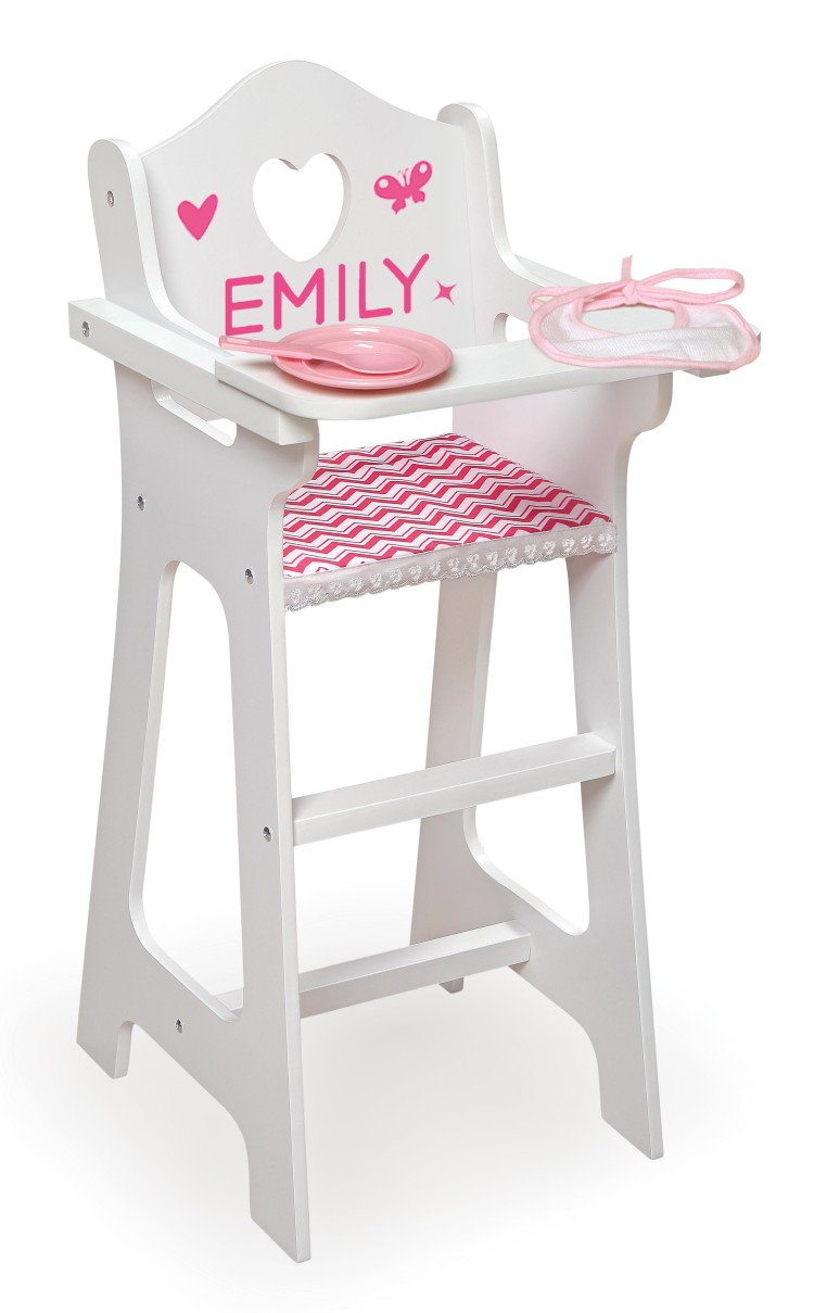 Doll High Chair with Accessories and Free Personalization Kit