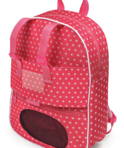 Doll Travel Backpack with Plush Friend Compartment - Pink/Star