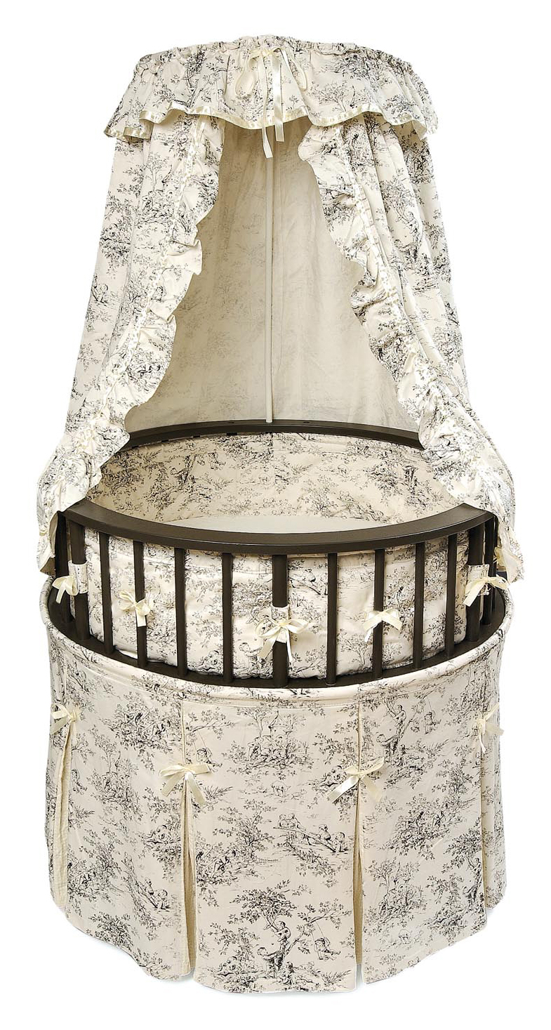 Badger Basket Elegance Round Baby Bassinet, Black with Black Toile